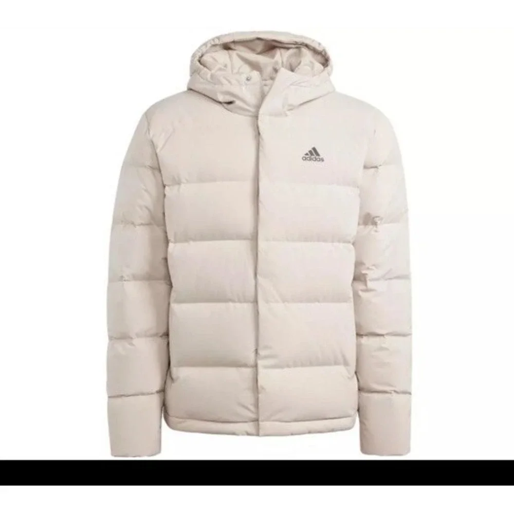 Adidas Helionic Hoody Down Coat Padded Cream Beige Jacket Top Coat HY3934 Mens M